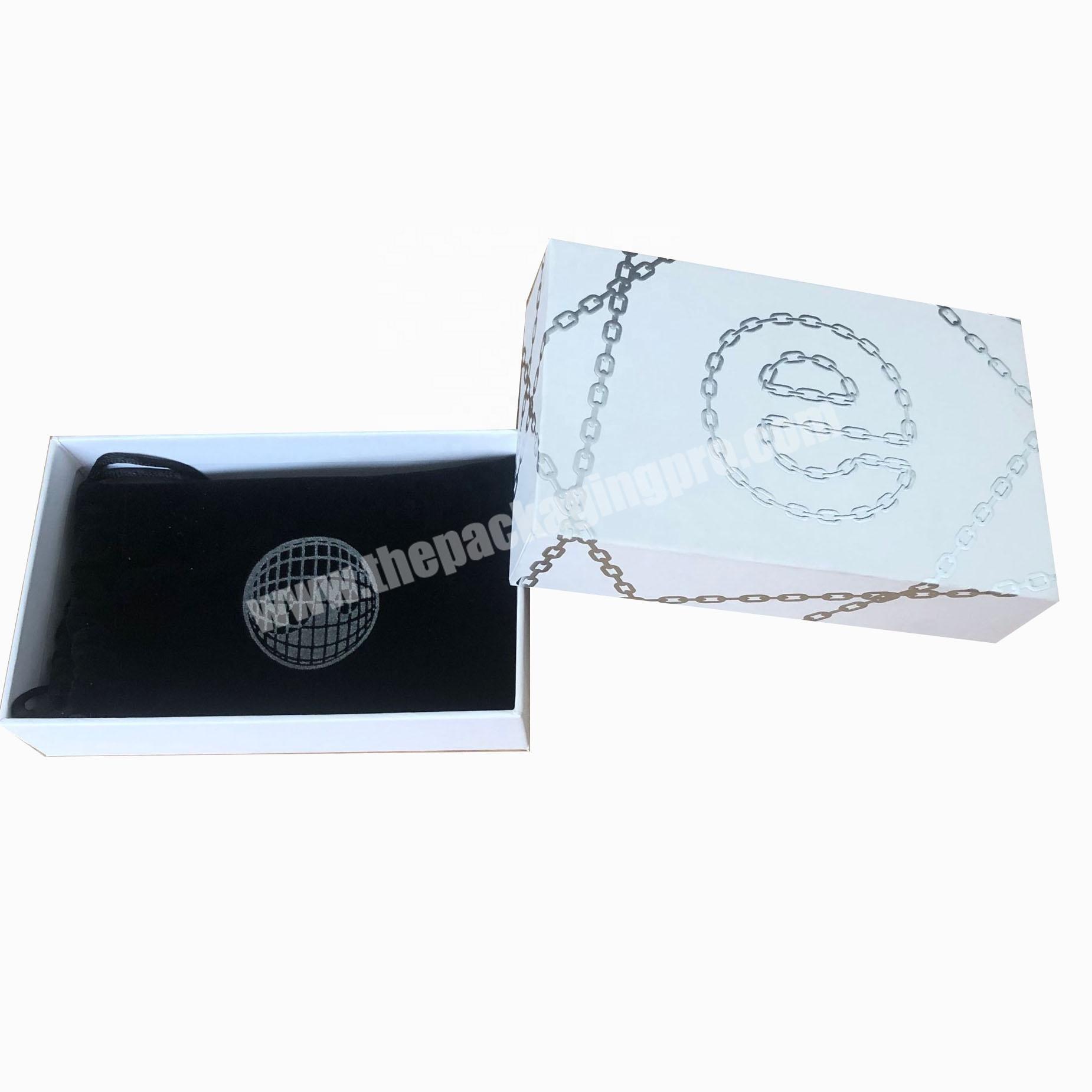 Customize logo and size lid and base top and bottom jewelry bracelet package paper box gift box with bags