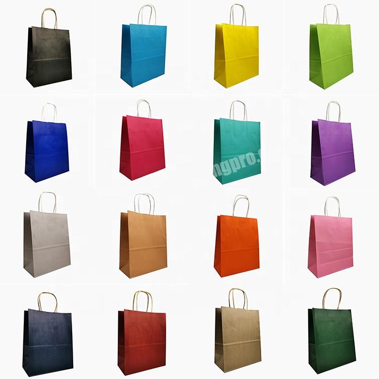 Customized 190g Cheap Colorful Kraft Paper Shopping Bags For Gift
