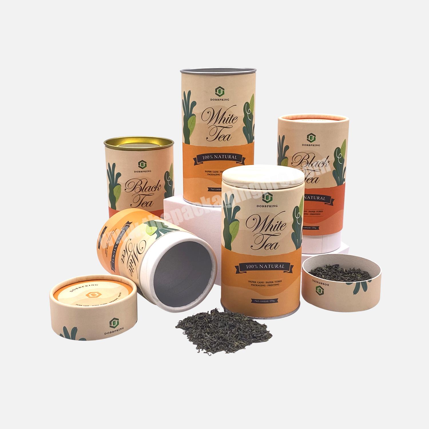 Customized Biodegradable Food Cylinder Cardboard Tubes Tea Bags Foil Stamped Paper Tube Packaging