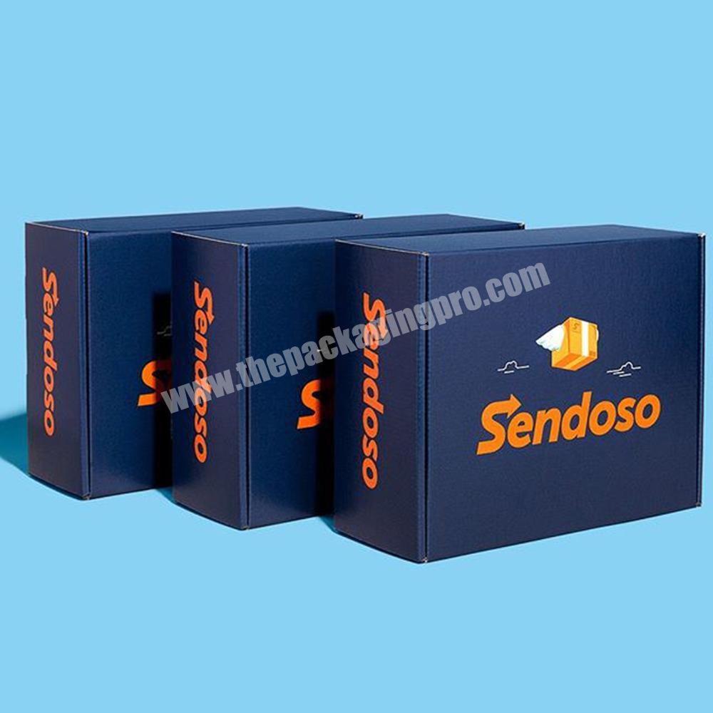 Customized Blue Tuck End Foldable Corrugated Paper Garment Sock Packaging Mailer Postal Box