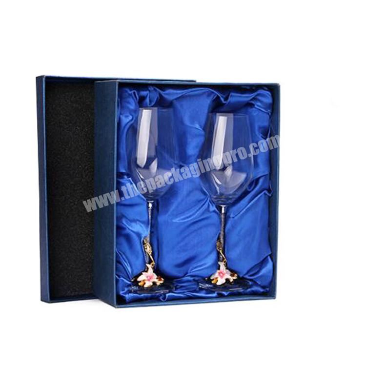 Customized LOGO Blue Two Pieces Luxury Gift Box Packaging for Goblet Wine Glasses