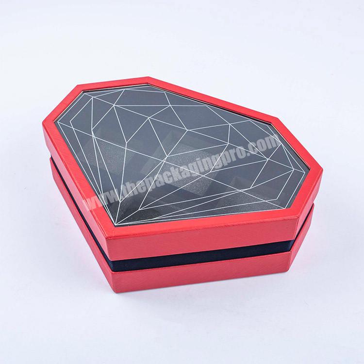 Customized Lid and Base Irregular Shaped Lotion Essential Oil Packaging Cosmetic Boxes with Clear Window