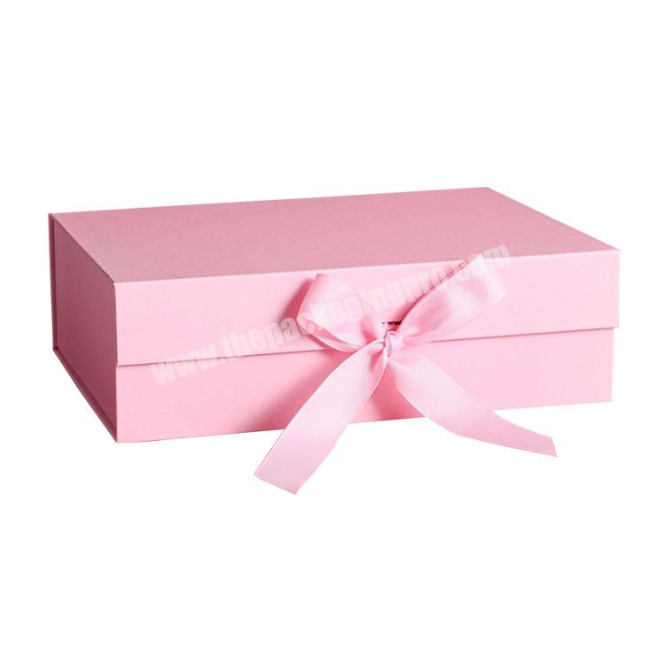 Customized Logo Premium Foldable Luxury Matt exquisite gift box packing with ribbon closure