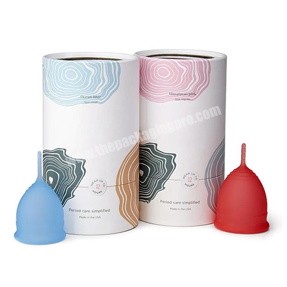 Customized Logo Recyclable Material Customize Cylinder Round Cardboard Box Menstrual Cup Paper Tube Packaging With Lid