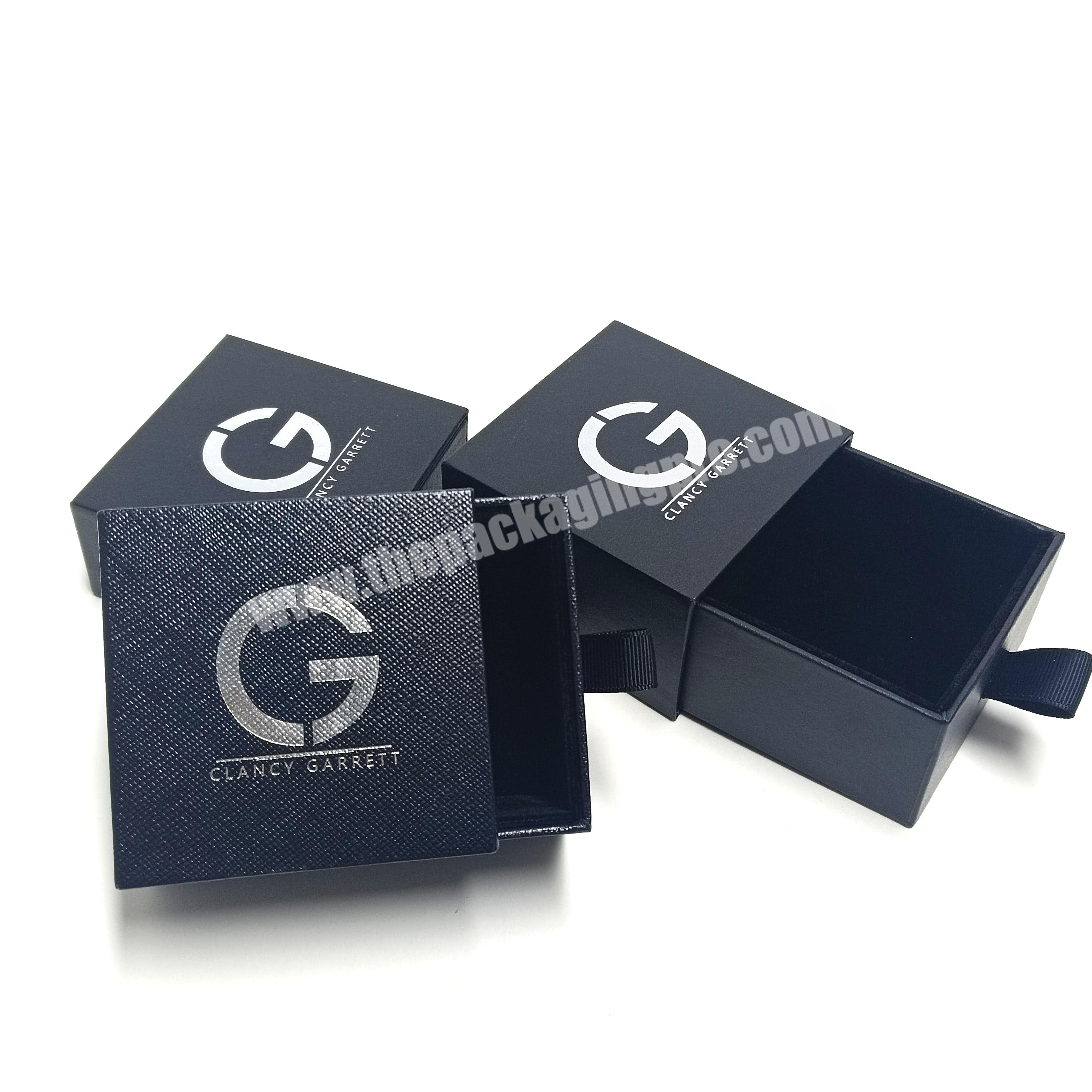 Customized Logo luxury Jewelry Packaging Cardboard Paper Box with silver hot stamping logo