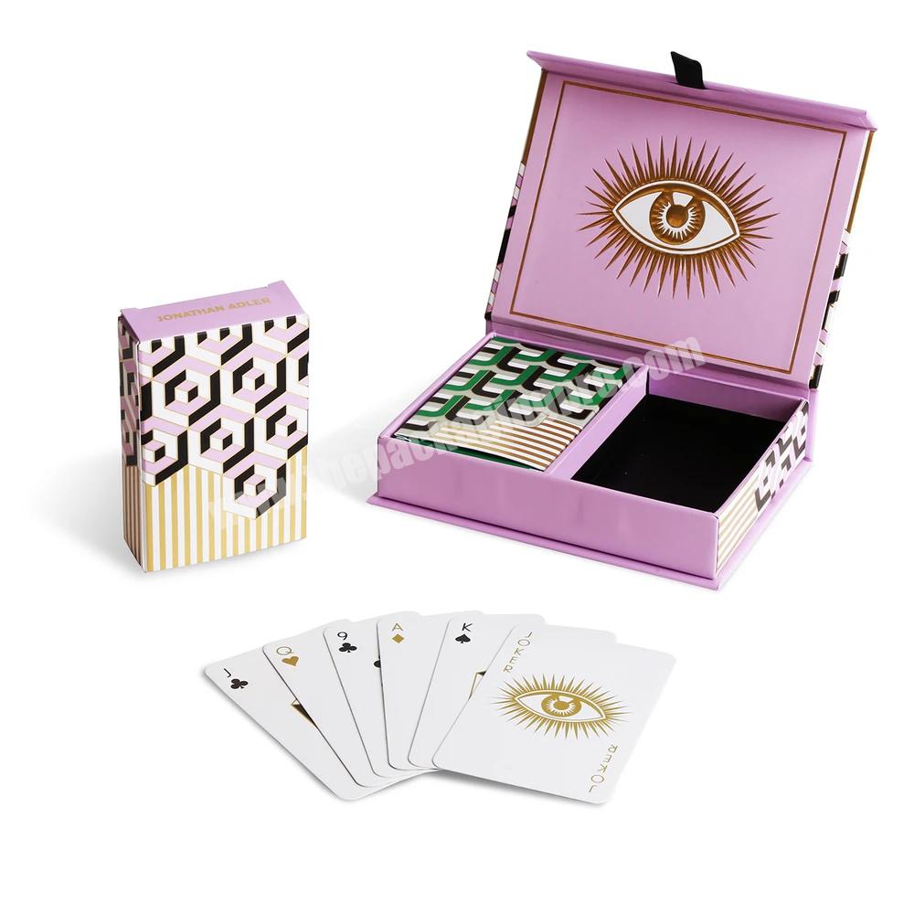 Customized Luxury Magnetic Lid Closure Book Style Poker Playing Game Card Packaging Gift Box