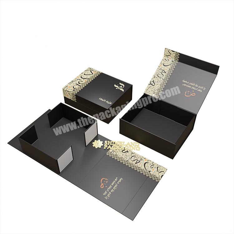 Customized Printed Logo Black Hard Flip Clothing Toy Products Gift Packaging Box with Magnetic lid gift box