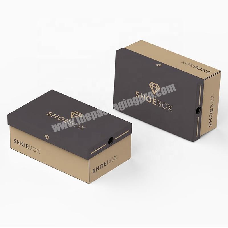 Customized Recycled cardboard shoes Mailer Corrugated box custom empty black packaging shoe boxes with logo packaging