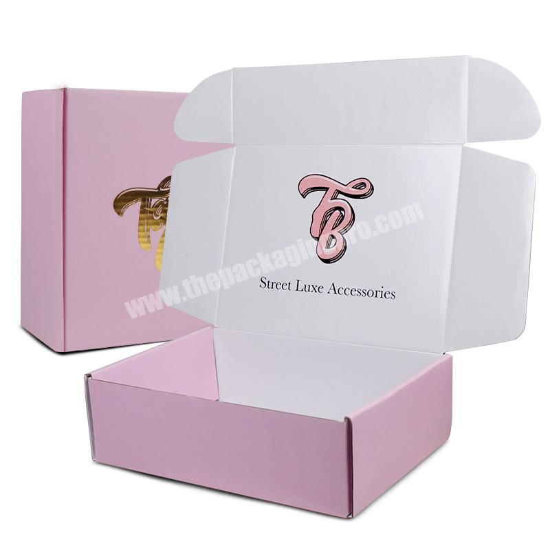 Customized shipping mailer paper box with own logo printed glossy foil stamping for cosmetic