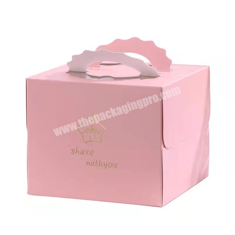 Customized your own logo Mini Pop Up Style Birthday Wedding Cake Boxes Food Grade Cake Take Away Packaging Box With Handle