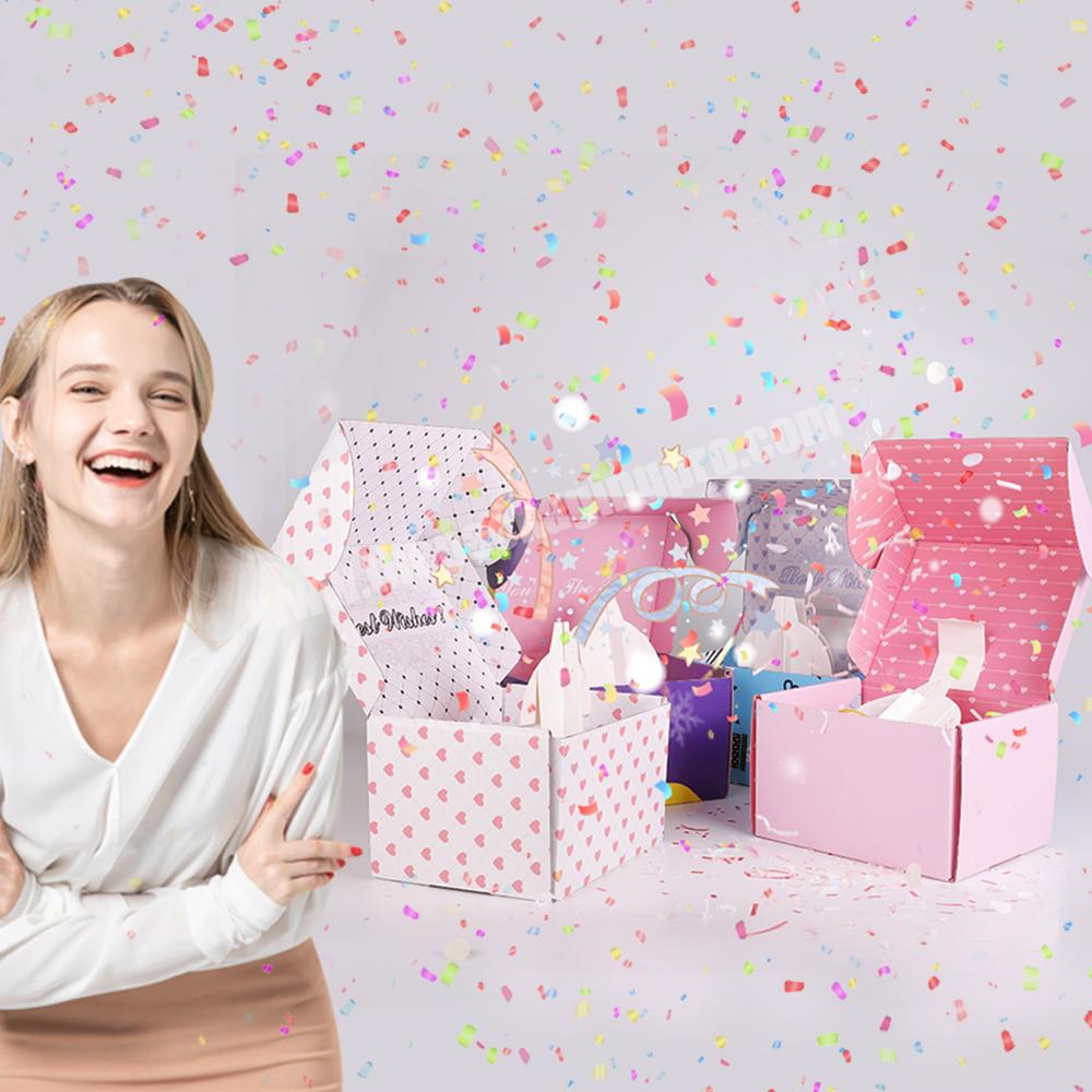 DIY Exploding Birthday Gift Box Confetti Pop up 7.1x5.5x4.3 inches Surprise Prank Box,18*14*11cm Birthday Box