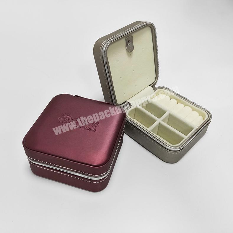 DW19 Custom Leather Jewellery Gift Box Small Luxury Earring Packaging Jewelry Box Organizer With Logo Printed