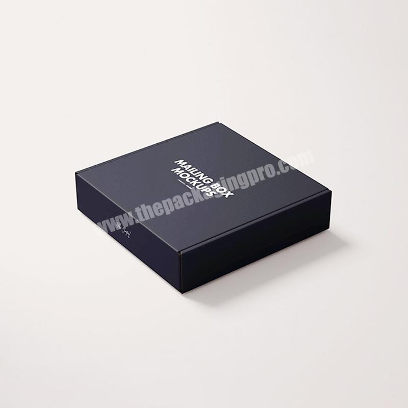 Dark Blue Mailer Box Custom Logo Printed Mailer Box Corrugated Cardboard Mailer Shipping T Shirt Apparel Box