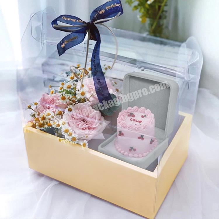 Dry Natural Real Flower Packaging Boxes For Flower And Dessert Boxes Square Bouquets Candy Cake Boxes For Flowers And Love