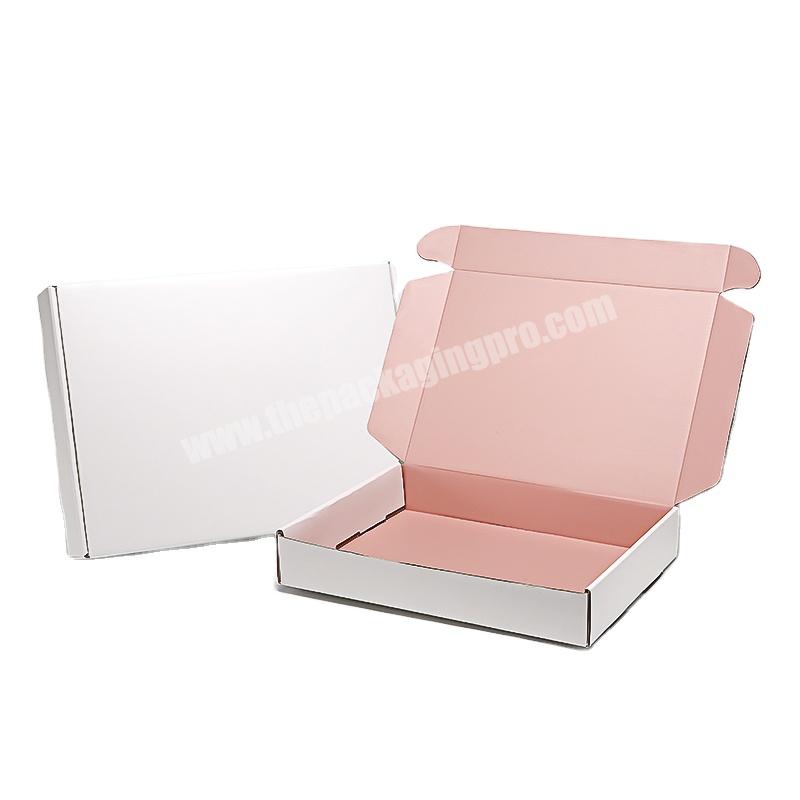 Durable Custom Yours White Pink Cardboard Clothes Custom Packaging Boxes Apparel, Corrugated Packaging Apparel Boxes