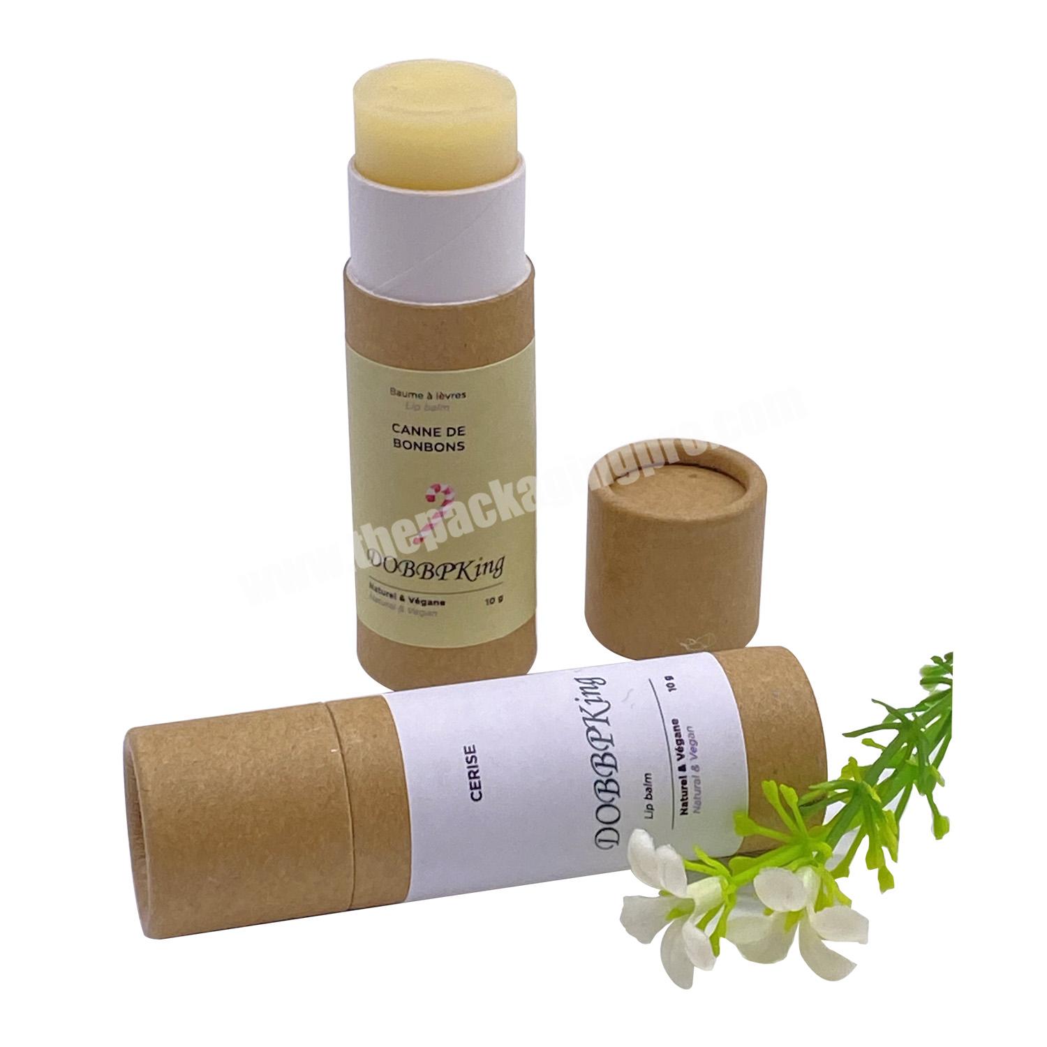 Eco Friendly Biodegradable Wholesale  Cosmetic Cylinder Cardboard Containers Kraft Paper Lipbalm Push Up Tube Packaging