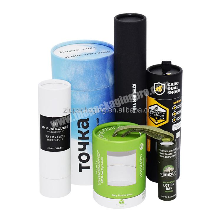 Eco Friendly Paper Tube Box Packaging Custom Printed Candle Toy Perfume Essential Oil Cartridge Packaging Tube with Clear Window