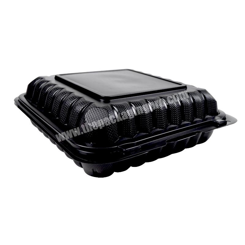 Eco-friendly Free Sample Customized  Disposable Disposable Black Color Plastic Take-away Food Packaging Meal Box