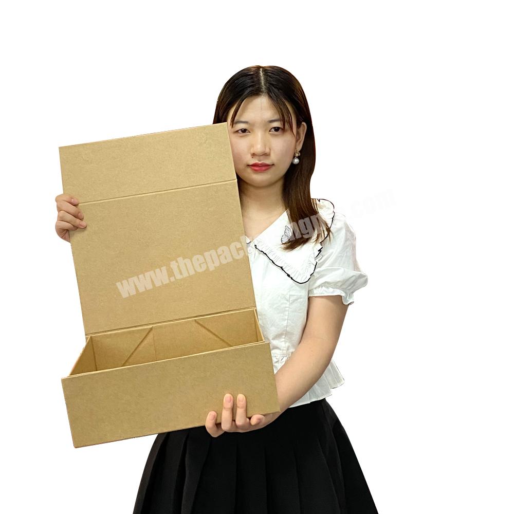 Eco-friendly Kraft Brown Folder Cardboard Magnetic Clothing Formal Dress Underwear Luxury Packaging Gift Box