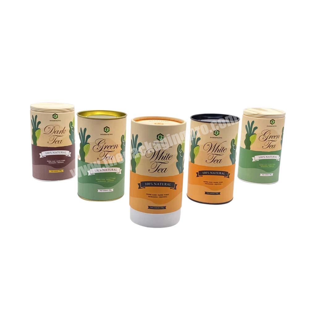 Eco friendly Round Cardboard  Paper Tube Food Garde seal aluminium Container Packaging With Metal Lid For Tea and Coffee