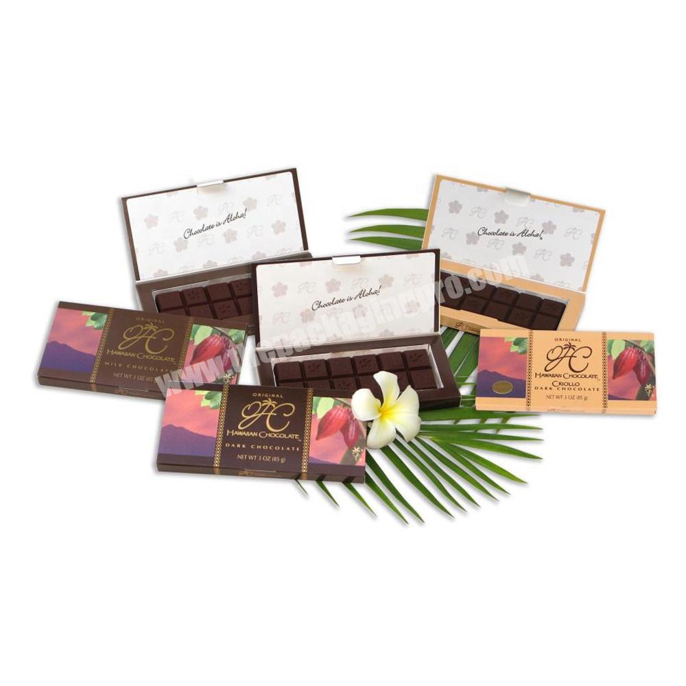 Eco friendly luxury edible resealable chocolate bar packing custom logo printed paper chocolate bar packaging boxes