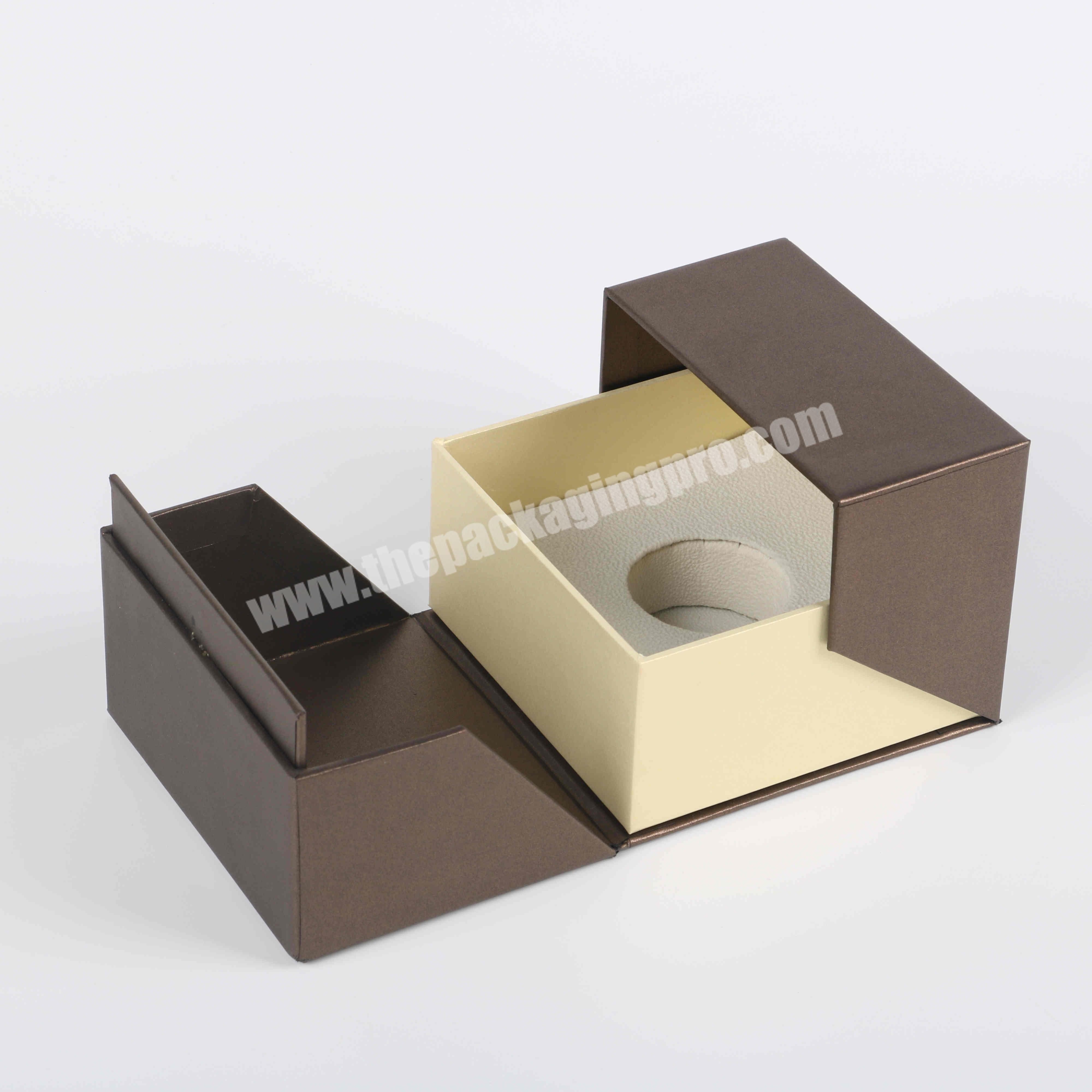 Economical Wedding Ring Packing Box Custom Paper Jewelry Case Brown Color Cube Storage Box