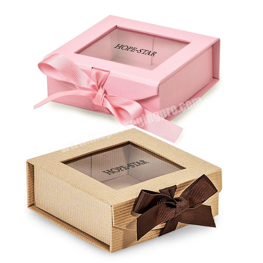 Elegant Wedding Valentines Day Gift Boxes Pink White Paper Box Ribbon Closure Gift Boxes Set for Women