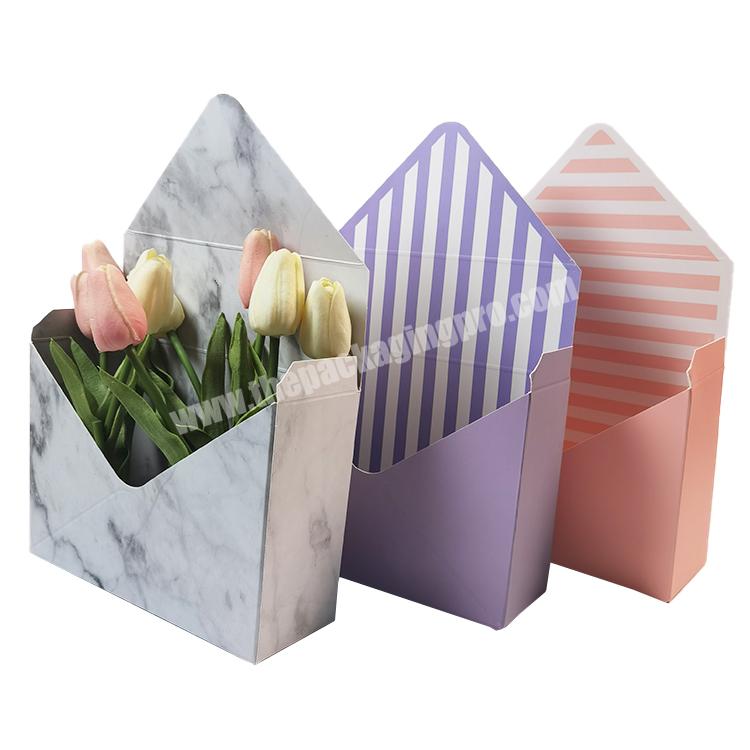 Elegant customized logo flower packaging art paper envelop box