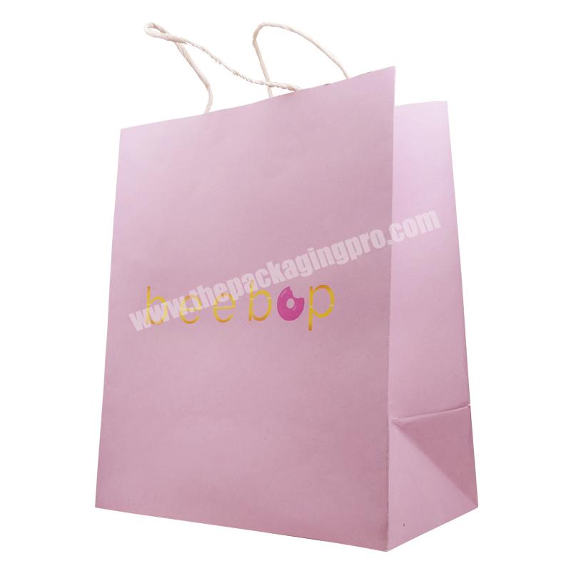 Environmental Friendly New Arrival Customized Pink Color CMYK Printing Kraft Paper Bag For Donut Packaging