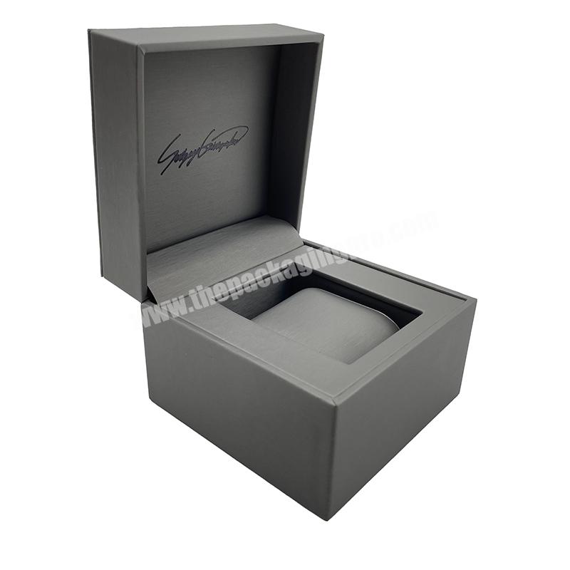 European Quality High Grade Gray Pu Leather Single Watch Box Mens Wrist Watch Box