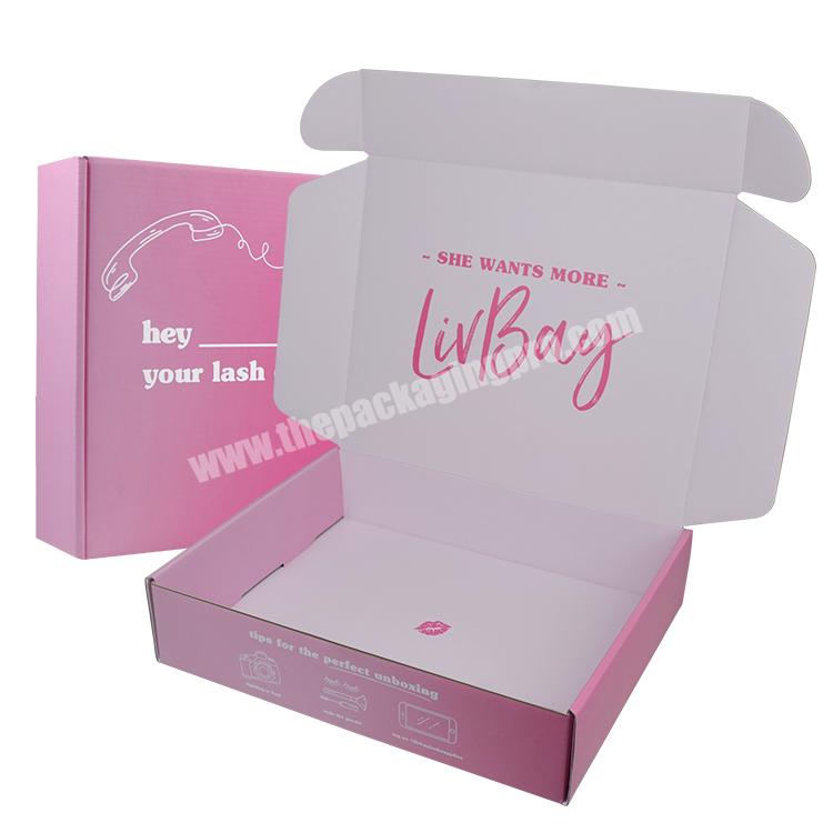 Exquisite Factory Price Pink Color Custom Printed Boxes With Logo Cosmetic Packaging Corrugated Eyelash Packaging Boxes