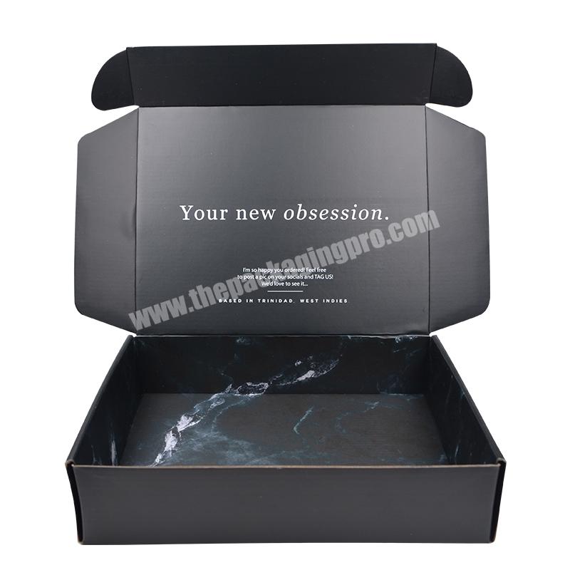 Exquisite Luxury Black Color Custom Logo Design Corrugated Cardboard Paper Box With Spot UV For Gift Packaging