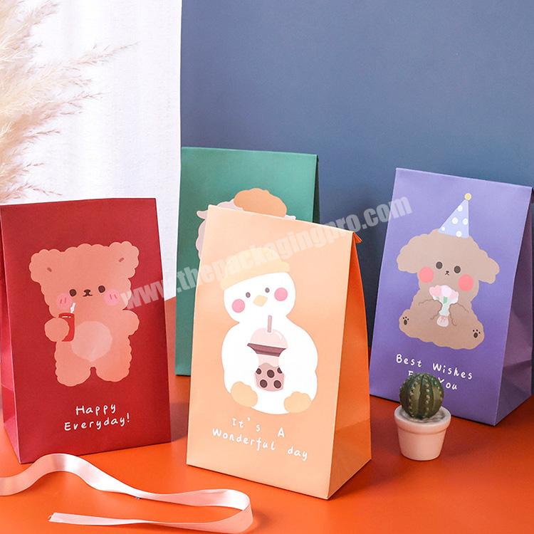Factory Christmas Gift Bag Presents Cookies Candies Bundle Xmas Theme Kraft Paper Bag For Christmas Party