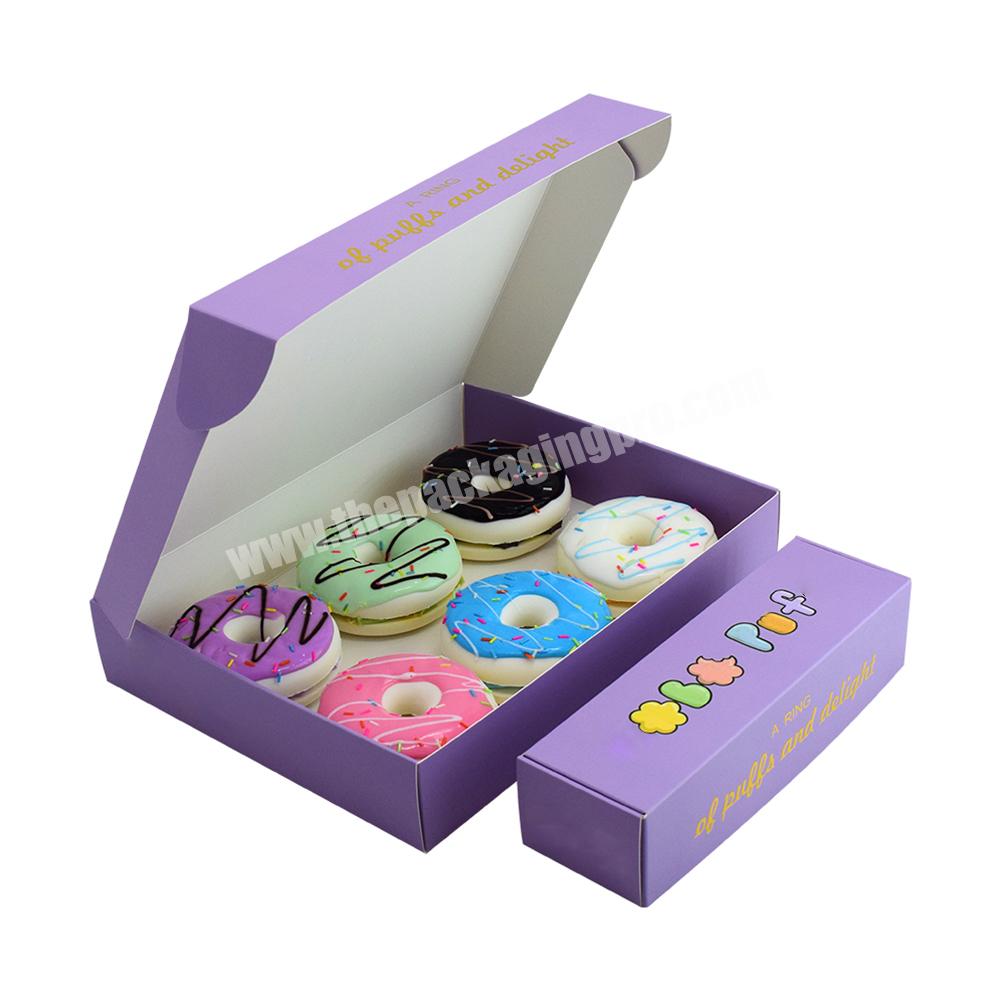 Factory Custom LOGO Food Grade Material Donuts Puff Dessert Pastry Bakery Cardboard Paper Packaging Box
