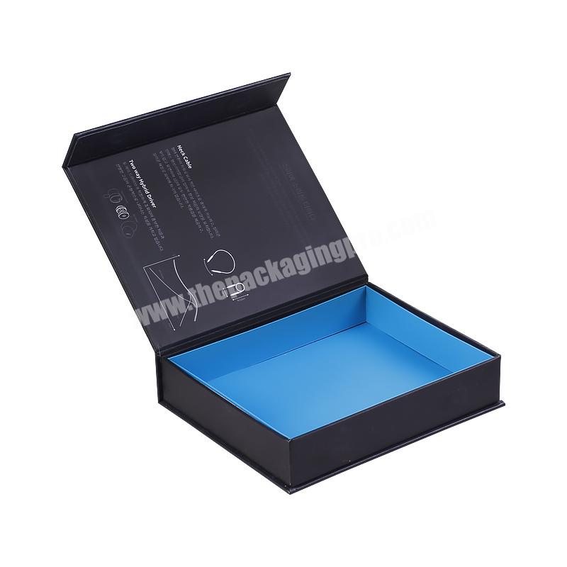 Factory Custom Magnet Electronic Wireless Earphone Paper Box Packaging Black Earphone Cardboard Paper Gift Box