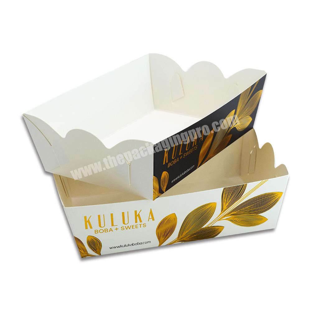Factory Customized Food Grade Paper Waffle Box Custom Waffle Tray Paper Box with Gold Foil Logo