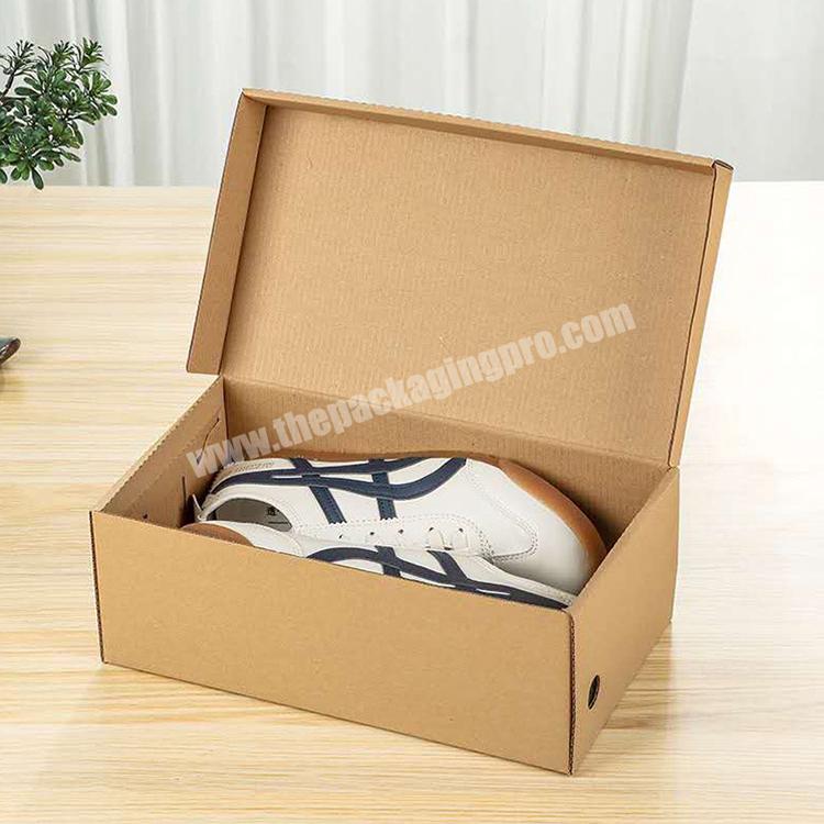 Factory Low Price Custom Logo Printed Gift Shoe Folding Corrugated Paper Packaging Box Brown Cardboard Shoe Box