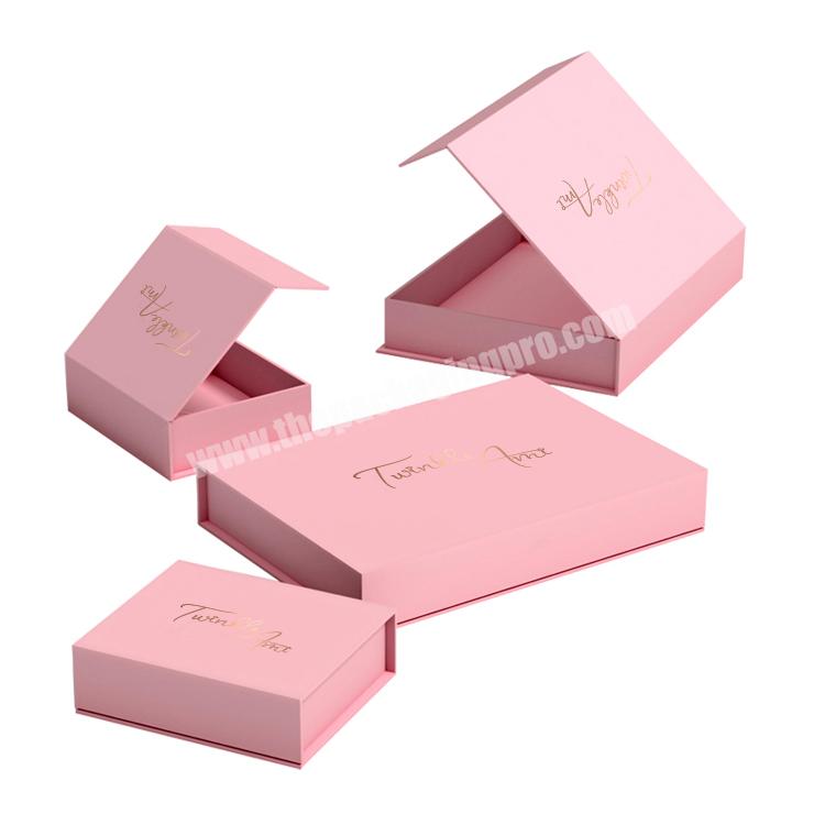 Factory Pink Color Custom Jewelry Gift Box Necklace Box Package with White Foam for Jewelry Packaging