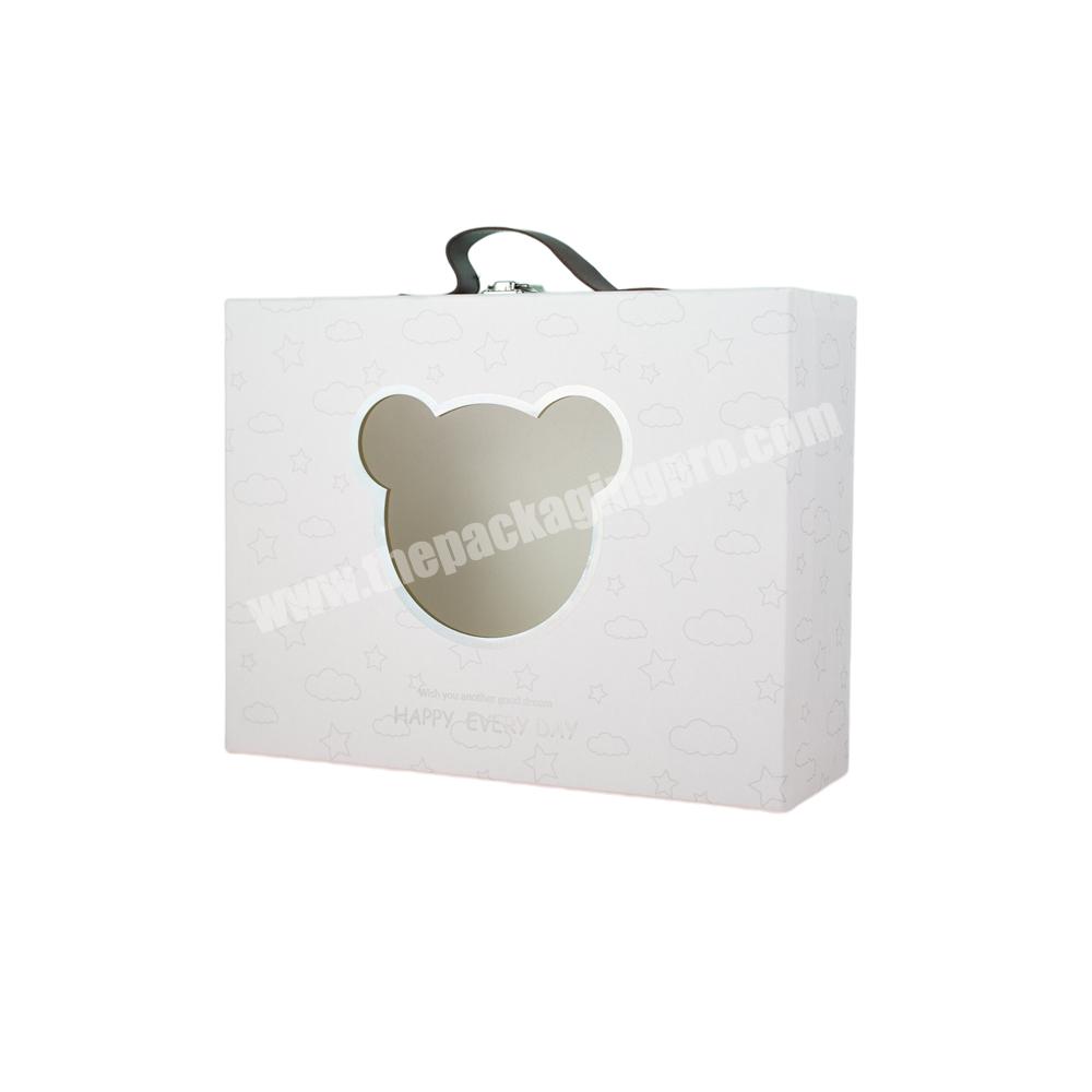 Factory Wholesale Custom Logo Luxury Design Paper Rigid Cardboard with Handle Toy Clothes Packaging Baby Gift Box Suitcase
