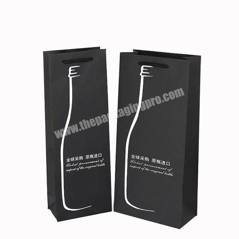 Factory Wholesale Luxury Gift Packaging Custom Printed Bottle Paper Wine Bags with Handles