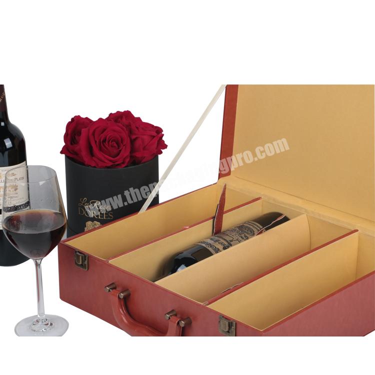 Factory Wholesale Red Color Fashionable Gift Box Gift 4 Bottle Wine Packaging Box High-End Gift Packaging Products