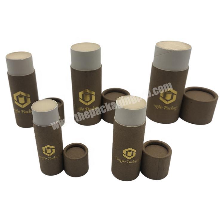 Factory price custom stamping cosmetic push up lip balm paper containers  kraft tube mini deodorant tube packaging with refill