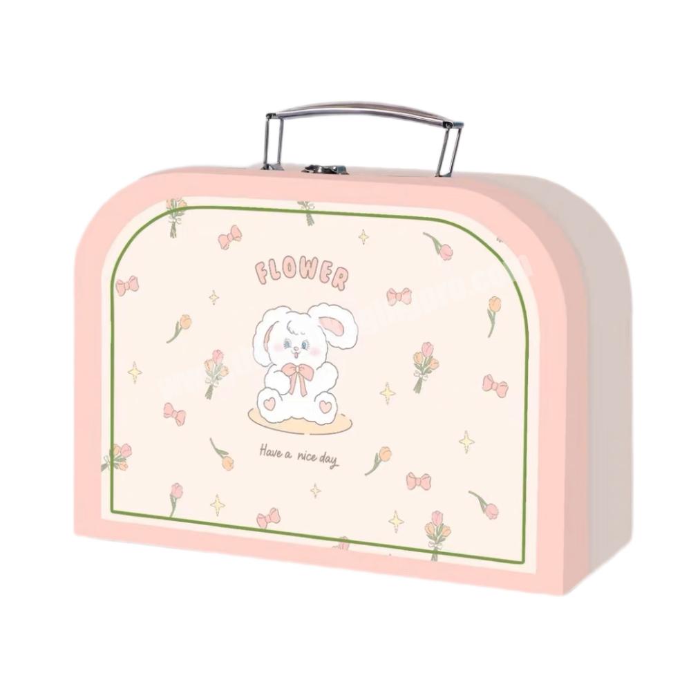 Fancy Customized Printing Luxury Kids Toy Gift Packaging Baby Cardboard Suitcase Box With Handle