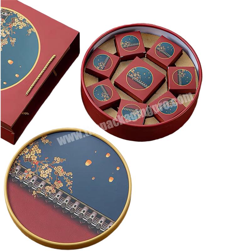 Fancy Round Wholesale Custom Print Rigid Luxury Mooncake Gift Box with Logo