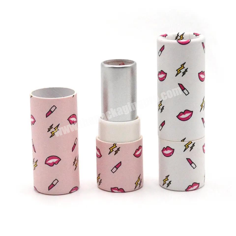 Fancy cute printed rotating lipstick balm empty paper solid balsam tube packaging with logo