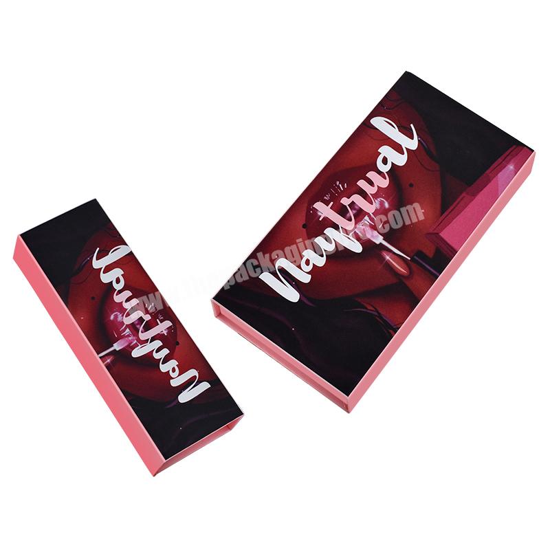 Fancy design lip gloss tube custom packaging cardboard magnetic beauty lip gloss gift packaging box with mirror