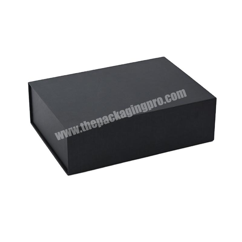 Flap Lid Packaging Cardboard Bespoke Custom Magnetic Closure Matte Black Gift Boxes
