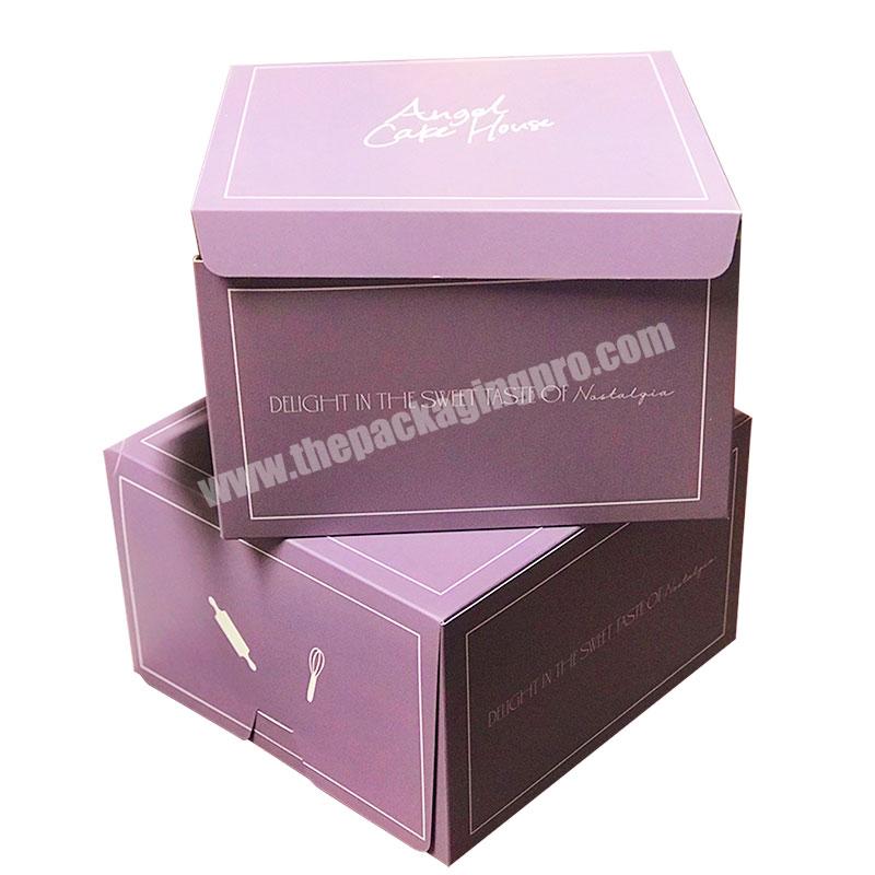 Food Grade Customized Print Cake Take Away Desert Package Box With Handle