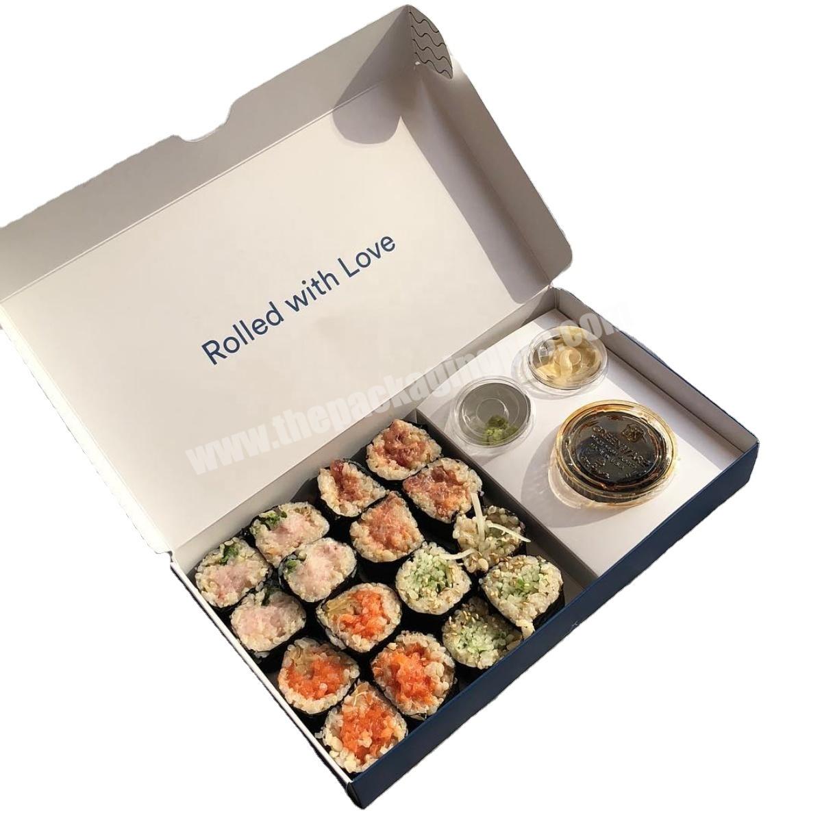 Food Grade Takeaway Custom Black Printing Paper Sushi Box Packaging Sushi To Go Box with Paper Card Divider