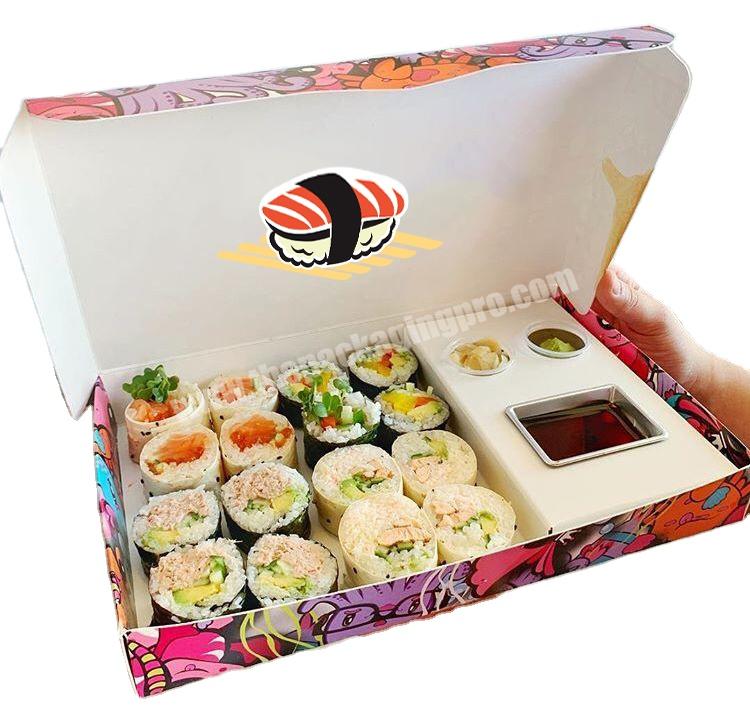 Food Grade Takeaway Custom Black Printing Paper Sushi Box Packaging Sushi  To Go Box with Paper